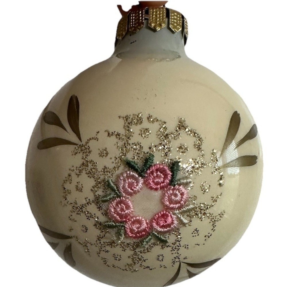 Christmas Ornaments Montgomery Ward Hand Made In Bavaria Set of 5 1980s Floral
